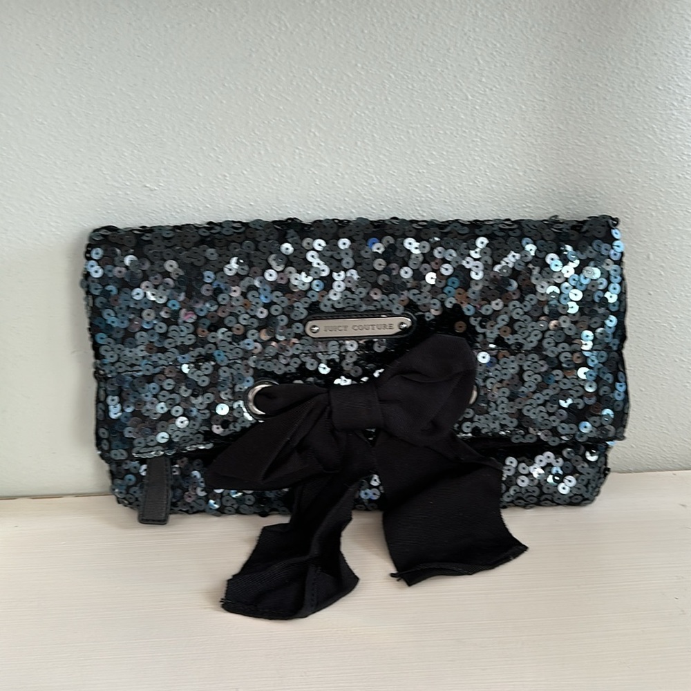 Juicy Couture Sequin Clutch Black Velvet Purse